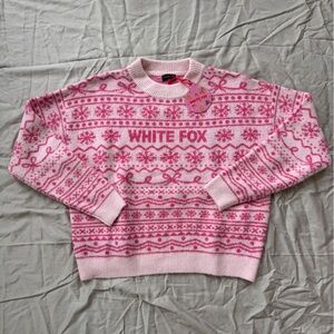 White Fox Arctic Fire pink Knit Sweater M/L